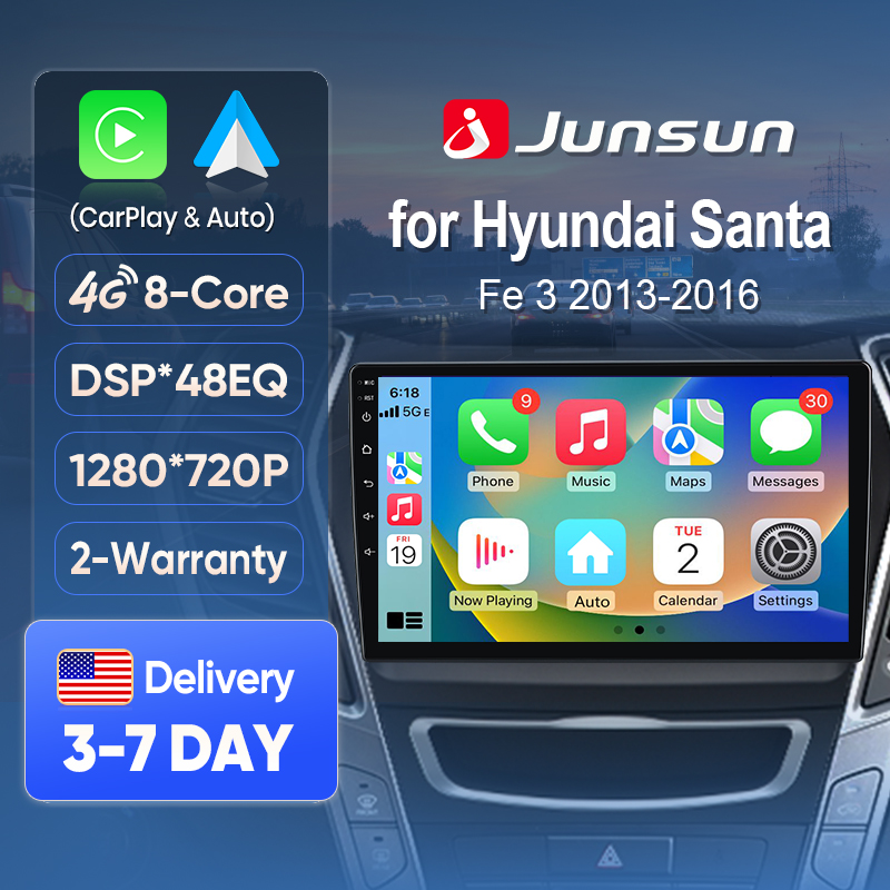 Korean Lifestyle In Hindi - ジュンサンAI音声カーステレオラジオ ワイヤレスCarPlay（Apple、Android Auto対応）ヒュンダイIX45サンタフェ2013-2016用 タッチスクリーンBT GPS
