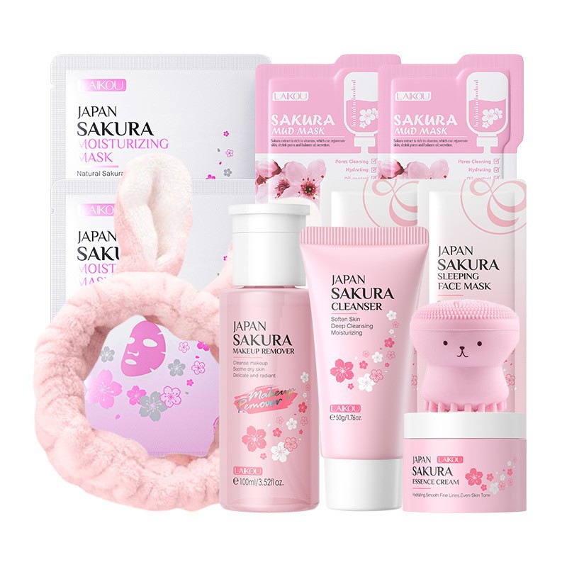 Korean Skincare Routine - 韓国桜スキンケアセット 保湿 潤い 毛穴洗浄 日焼け止め 保護