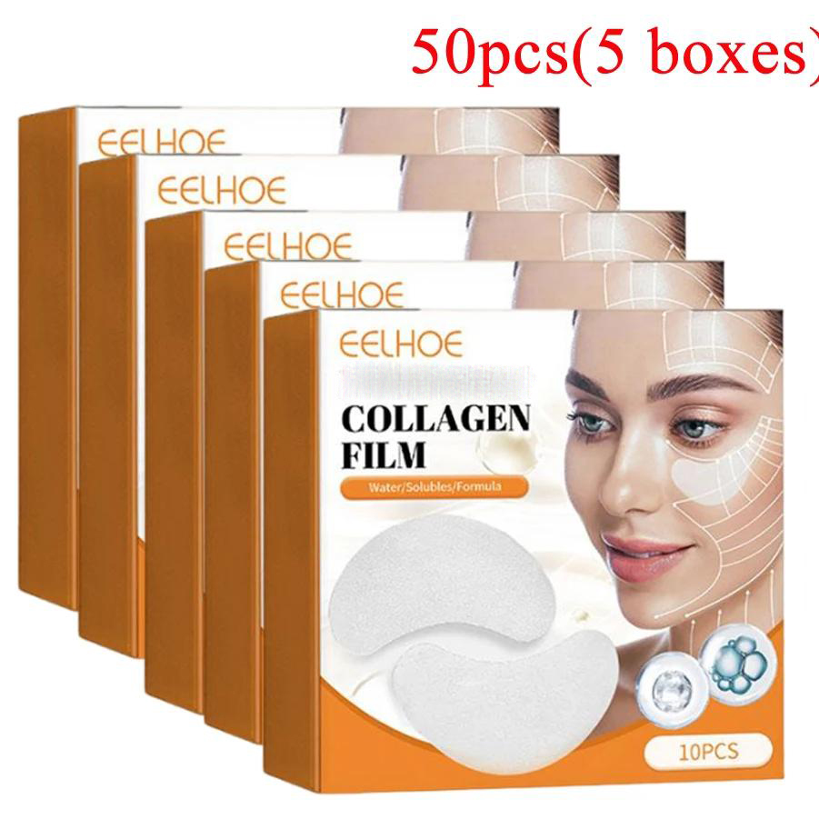Sheet Mask Collagen - 5 ボックスコラーゲン可溶性パッチフィルム抗しわ除去くまフェイシャルマスク保湿リフティング肌の目ケア